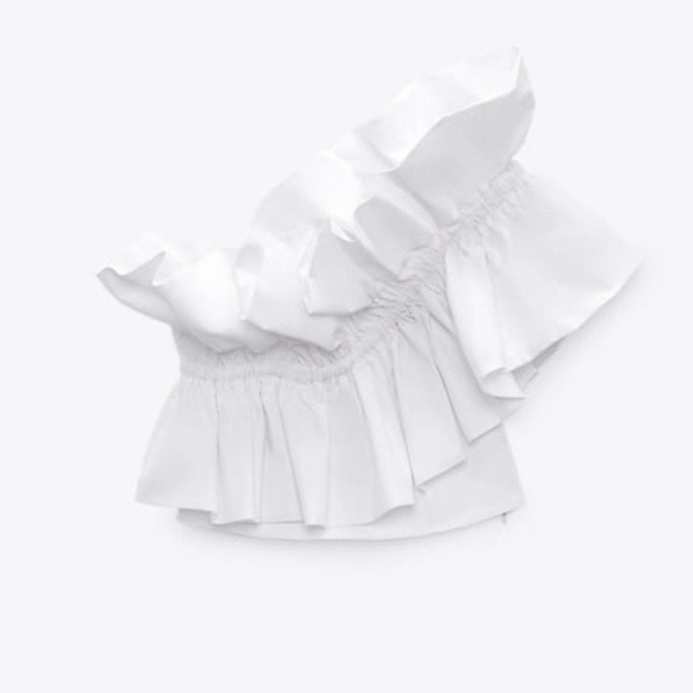 NWT ZARA Poplin Top with Frills